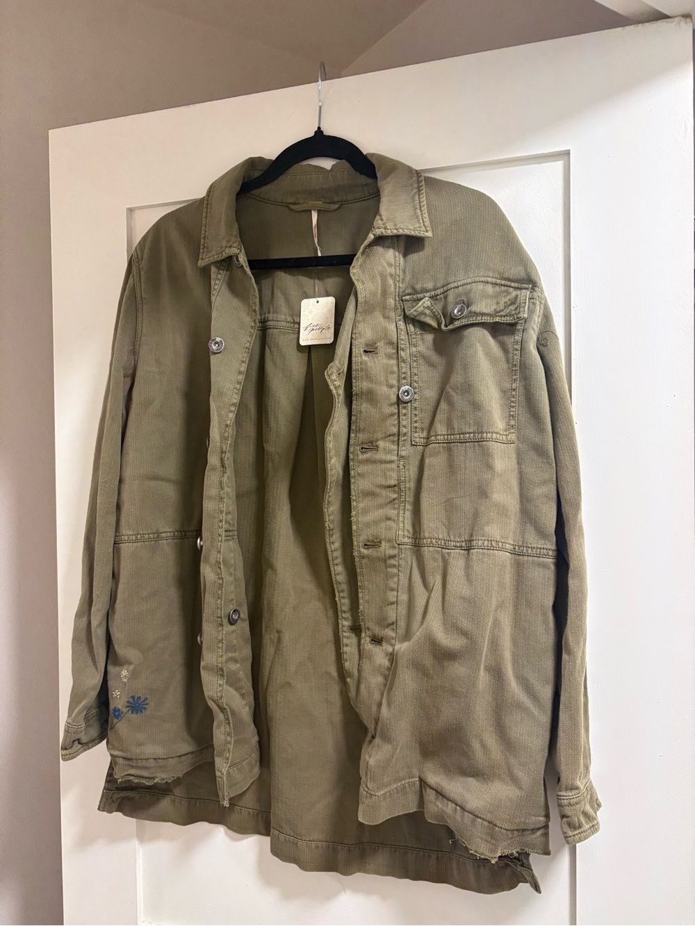 Free People Embroidered Utility Jacket